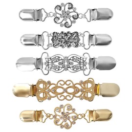 ZESION Multi Color Vintage Shirt Clips Dress Cinch Clips Cape Sweater Cardigan Shawl Clips Cloak Clips for Women Clips - 5Pc