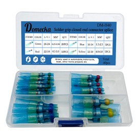 Domecka 40pcs Sealed Insulation Heat Shrink Solder Closed End Wire Connector-Waterproof Cap Solder Terminal Sleeve Wire Connector