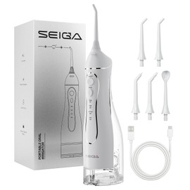 300ML Large Tank Water Dental Flosser for Teeth, Portable Cordless Oral Irrigator with 5 Replaceable Jet Tips, 4 Modes, IPX7 Waterproof Rechargeable Deep Cleaning Picks for Home Travel