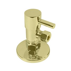 Westbrass A105QR-01 Round Lever 1/4-Turn Angle Stop 1/2" Copper x 3/8" Compression, 1-Pack, Polished Brass