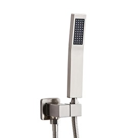 High Pressure Brass Handheld Shower Head,Square Shower Head with Wall Connector and 58-Inch Hose Kit for Bathroom Systems,Modern Style (Brushed Nickel)