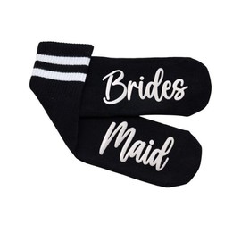 Funky Junque Women's Bachelorette Socks, Team Bride Socks For Bridesmaid Gifts And Party Favors, One Size, Black And White (Bridesmaid Black)