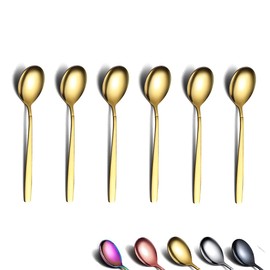 Berglander Gold Teaspoon, 16 cm, Set of 6, Stainless Steel Titanium Shiny Gold-Plated Teaspoon, Golden Tea Spoon, Small Dessert Spoon, Teaspoon, Dishwasher Safe