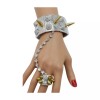 Unbranded Women Silver Metal Hand Chain Gold Spikes Bracelet Ring