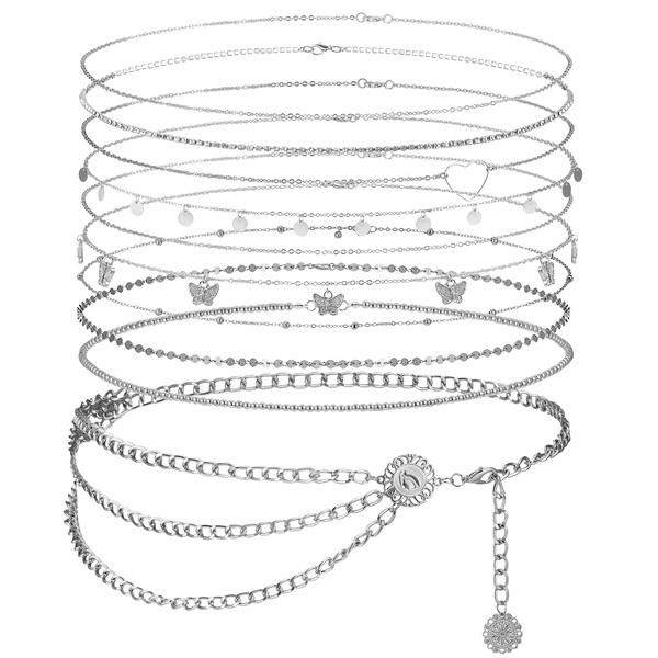 10 Pcs Belly Chain Adjustable Waist Chain Summer Beach Waist