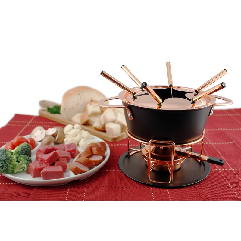 Swissmar 11-Piece Meat Fondue Set (Black/Copper)