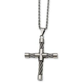 Solid Stainless Steel Men's and Wire Cross Pendant Necklace Charm Chain 22"