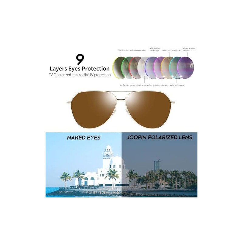 Joopin Gafas de Sol Polarizadas de Metal Hombre Mujer UV400
