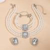 Cubahop Wedding Bride Pearl Gemstone Necklace Bracelets and Earring Set