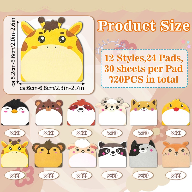 YeahBoom Pack of 24 Sticky Notes, 720 Sheets Small Sticky