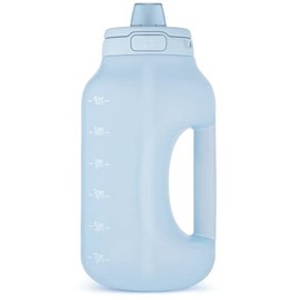 Ello Hydra - Botella de agua de 64 onzas con mango y marcadores de tiempo motivacionales, azul Holgen, 1.9 litros, plástico, reutilizable, sin BPA
