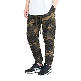 AIRNINE Men's Premium Twill Drop Crotch Jogger Pants S-5XL (Olive Camo Cargo, 4X-Large)