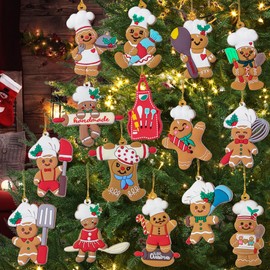 Christmas Gingerbread Man Ornaments Gingerbread Cook Ornament, 15pcs Xmas Ginger Man Tree Hanging Decorations Gingerbread Figurines Presents for Xmas Home