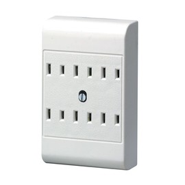 Leviton 49687-W 15 Amp, 125 Volt, 2-Wire, 6-Outlet Adapter, White