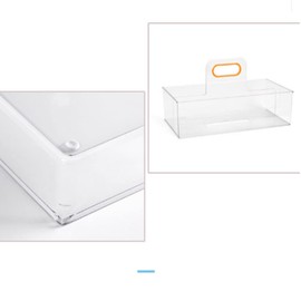 Transparent Organiser Basket, Plastic Storage Box with Handle for Desk and Office Supplies, Clear Cosmetic Organiser, Bathroom Box