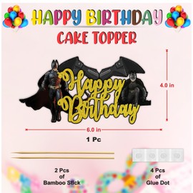 Seyal® Batmn - Decoración para tarta de feliz cumpleaños