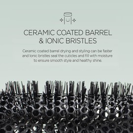 Round Brush- Swift Blow Dry with Nylon Bristle, Professional Round Hair Brush with Nano Technology Ceramic + Ionic for Hair Curling, Styling (43mm)