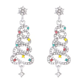 MAIXONIC Árbol con circonitas coloresArete para Mujer con Árbol Navidad de Zircón Multicolor - Aretes Acrílico, Joyería Festiva Colgante, Regalos 2025 para Chicas Adolescentes，Aniversario, Día San Valentín, Navidad