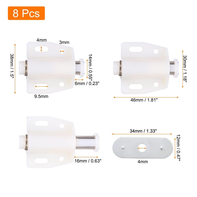 sourcing map 8Pack Magnetic Touch Latches, Push to Open Magnet