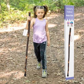 Hickory Hollow, 40” Kids Walking Stick – Handcrafted Hickory Wood Hiking Staff with Leather Strap & Non-Slip Tip – Durable & Lightweight for Young Adventurers (Ole Hickory, 40"- Kids)