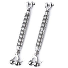 2 Pack Turnbuckle 1/4 M6 304 Stainless Steel Turnbuckles, 1600 lbs Working Load Limit, Jaw and Jaw Turnbuckle for Cables Wire Rope Tension,Shade Sail, Yard Zipline
