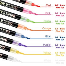 DIGIELE Chalk Pens, 8 Colours Liquid Marker Pens, 0.7-1mm Fine Tip, Dry or Wet Wipe Pen, Smooth Writing for Chalkboard, Blackboard, Window, Glass & Non-Porous Surfaces, 16pcs Chalkboard Labels Packed