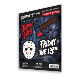 Friday The 13th 4pk Adhesive Vinyl Decals - Jason Voorhees Horror Sticker Pack for Fans of Camp Crystal Lake