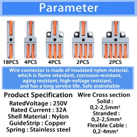Shengbowi Lever Wire Compact Connectors Splicing Assortment Quick Electrical Connector Kit Grey Circuit Inline Splices Splice Splicing Wiring DIY Butt Terminal Block
