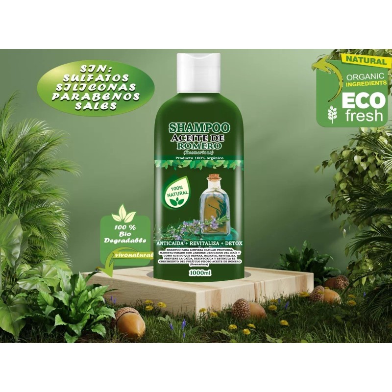 VIVONATURAL 2 Shampoo De Romero Anti-caída, Fortalece, Nutre, Sin Sal.
