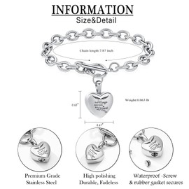 zeqingjw Infinity Heart Cremation Bracelet for Ashes - Stainless Steel Urn Bangles for Pet/Human Ashes - Memorial Keepsake Ash Jewelry, Metal, stainless-steel