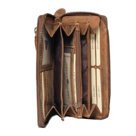 Greenburry Vintage Leather Women's Purse Horse Design Brown 19 x 10 x 2.5 cm, brown, Vintage