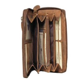 Greenburry Vintage Leather Women's Purse Horse Design Brown 19 x 10 x 2.5 cm, brown, Vintage