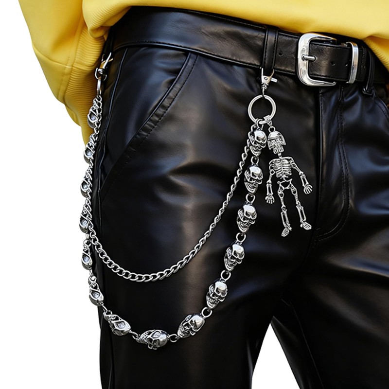 Men's Adjustable Belt Chain - Punk Biker Wallet Chain, Anti-Tangle
