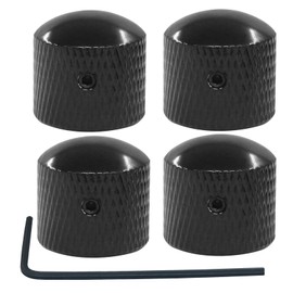 Dijedev 4 Pcs Metal Guitar Knobs, Volume Tone Control Knobs, Dome Knobs Replacement Parts, Knurled Guitar Knob for Electric Guitar and Bass Players (Black)