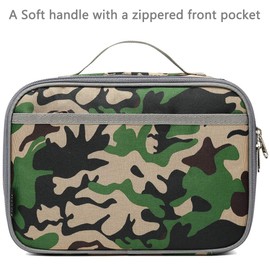 FlowFly Kids Lunch box Insulated Soft Bag Mini Cooler Back to School Thermal Meal Tote Kit for Girls, Boys, Forest