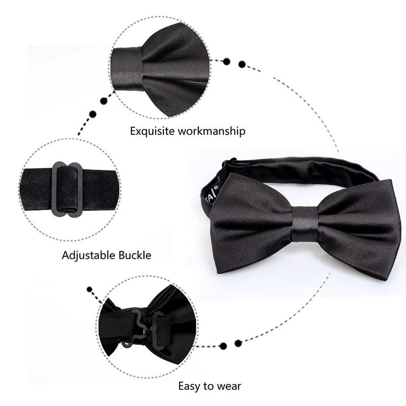 Alizeal Pre-tied Adjustable Bow Tie for Men Formal Solid Tuxedo