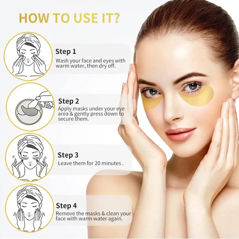Mascarilla De Ojos 24k Con Colágeno X60 Parches