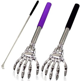 Back UELEVEN Scratcher - Extendable Telescopic Handle - Stainless Steel Skeleton Hand - Back Massager -Body Massager Head Scratcher - Cool Gadget - Funny