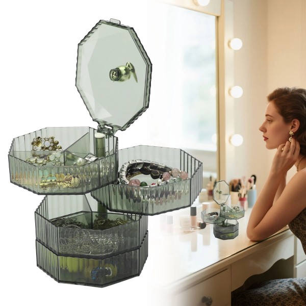 TheSiliconValley 4-Tier Rotatable Storage Box Jewelry, Snacks, Makeup, Multifunction Display