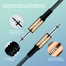Augioth Guitar Cable 3 ft, Stage Electric Instrument Bass Cable AMP Cord 1/4 Straight to Straight Black