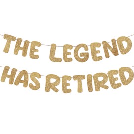 Fulmoon Pre Strung the Legend Has Retired Glitter Banner 9.8 ft Retirement Banner Retirement Party Decorations Garland Bunting for Men Women Gifts, No DIY(Champaign Gold)