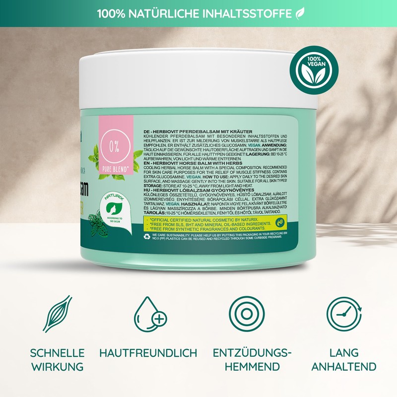 Herbiovit Horse Balm with Glucosamine - Cooling Muscle Gel &