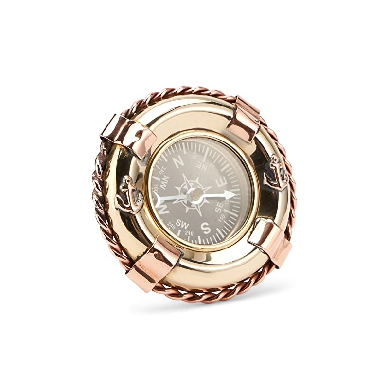 NKlaus Maritime 6.5 cm Compass Lifebuoy Brass Gold and Copper