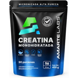 AMARTE LABS Creatina monohidratada en polvo alta pureza, 90 porciones, 450g