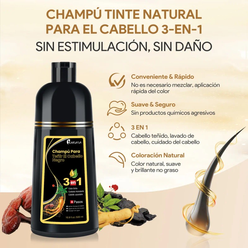 Shampoo Tinte Cubre Canas Contiene Extracto De Ginseng 500ml