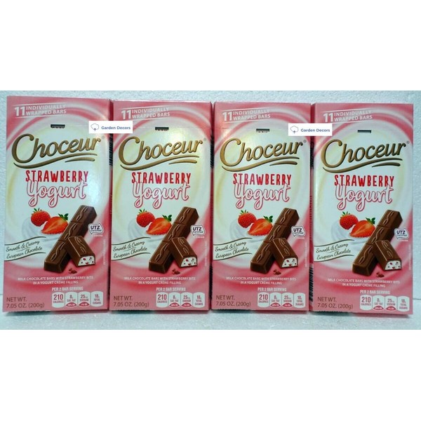 Choceur Strawberry Yogurt Smooth Creamy European Chocolate 7.05oz 200g (Four Bars)