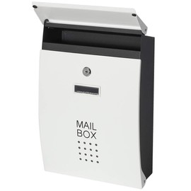 Locking Mailbox Wall Mounted,Security Metal Mailbox Drop Box, Mail Boxes with Combination Lock,Modern Large Capacity,Steel Cover Metal Postbox for House Home Outside, White,15 3/5" x 10 3/5" x 3 1/2"