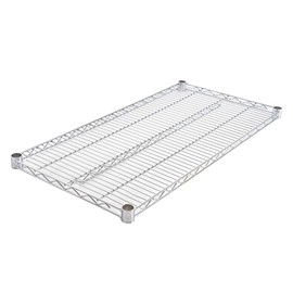 Restaurantware-Shelves ONLY: RW Base 18 x 36 x 1.5 Inch Chrome Shelves, 4 NSF Certified Wire Shelves - Shelving Posts Sold Separately, with 32 Split Sleeves, Steel Storage Shelves, Does Not Corrode