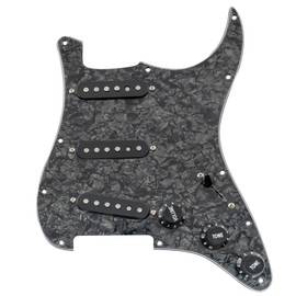 Musiclily Pro SE Pre-wired Standard SSS Pickguard with Staggered Alnico 5 Magnet Single Coil Pickups for ST Style Electric Guitar, 4ply Black Pearl