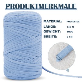 iEGrow 400g T-Shirt Yarn, Crochet Yarn, Textile Yarn for Crocheted Baskets, Suitable for Handbags, Carpets, Home Decoration, DIY Crafts, Chunky Yarn for Beginners, Milk White